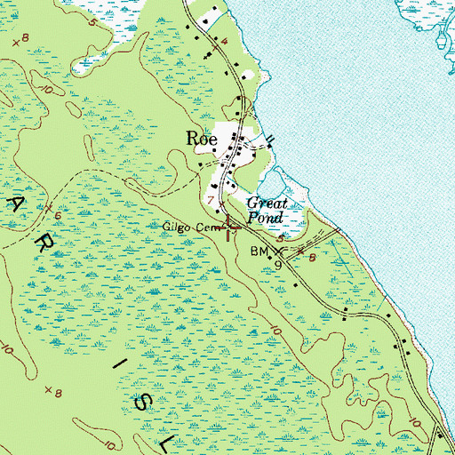 Topographic Map of Gilgo Cemetery, NC
