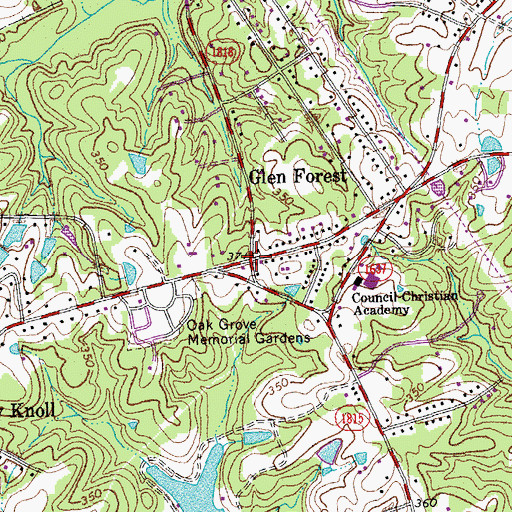 Topographic Map of Glen Forest, NC