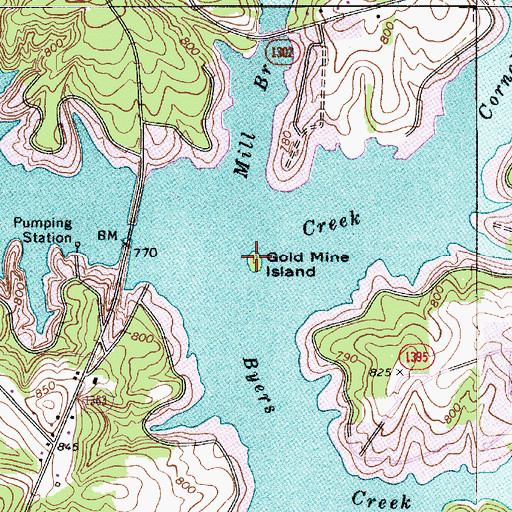 Topographic Map of Gold Mine Island, NC