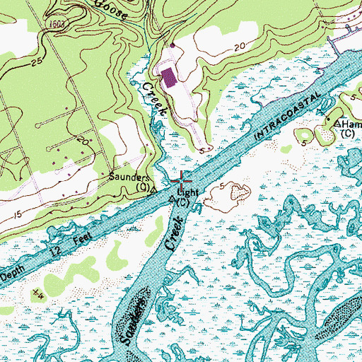 Topographic Map of Goose Creek, NC