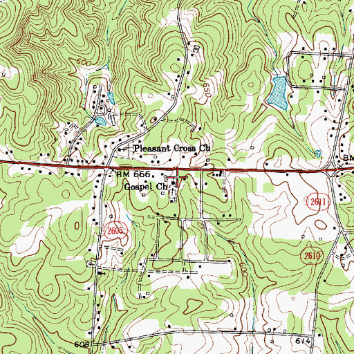 Topographic Map of Gospel Church, NC