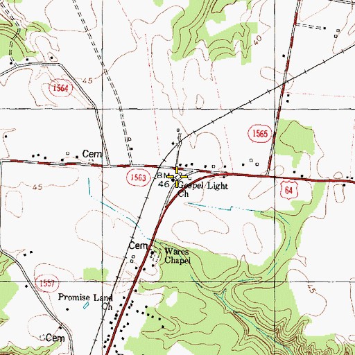 Topographic Map of Gospel Light Church, NC
