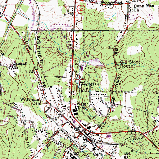 Topographic Map of Granite Lake, NC