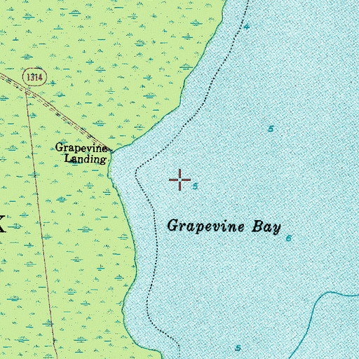 Topographic Map of Grapevine Bay, NC