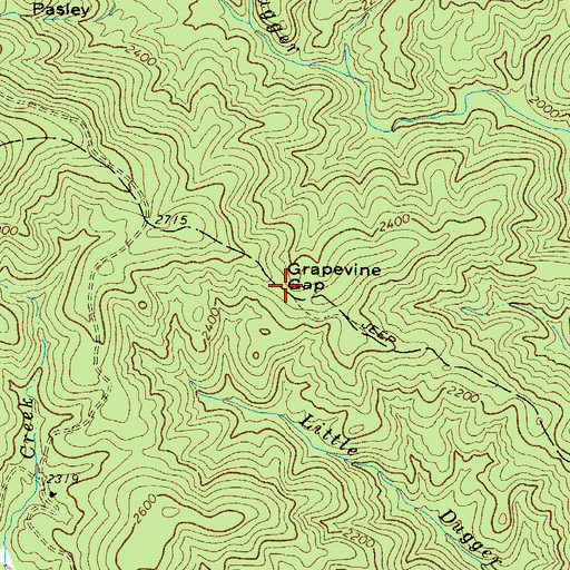 Topographic Map of Grapevine Gap, NC