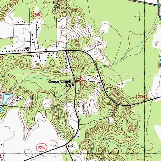Topographic Map of Grays Creek Church, NC