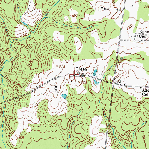 Topographic Map of Green Cemetery, NC