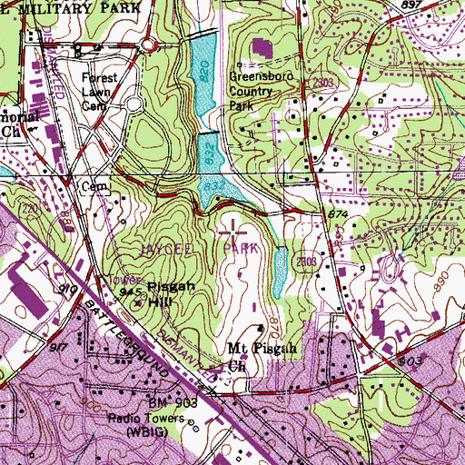 Topographic Map of Greensboro Country Park, NC