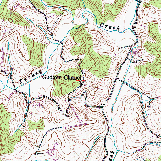 Topographic Map of Gudger Chapel, NC