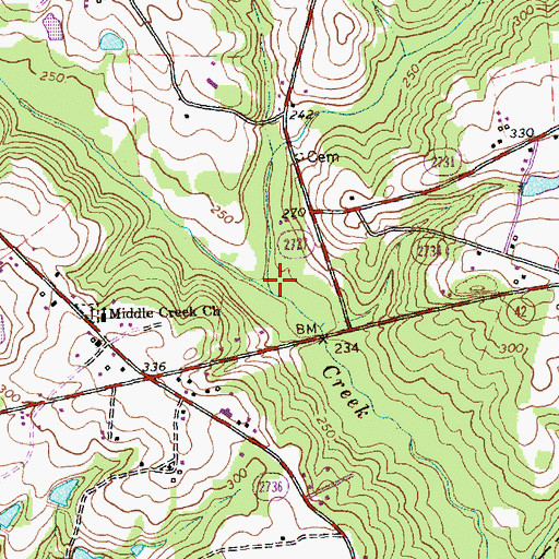 Topographic Map of Guffy Branch, NC