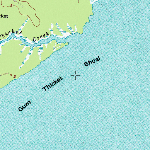 Topographic Map of Gum Thicket Shoal, NC