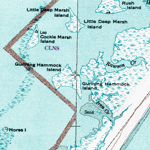 Topographic Map of Gunning Hammock Island, NC