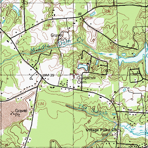 Topographic Map of Gurganus Cemetery, NC