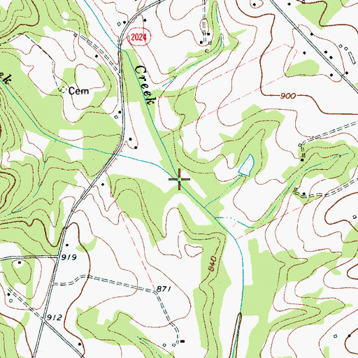 Topographic Map of Haas Creek, NC