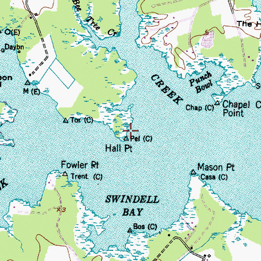 Topographic Map of Hall Point, NC