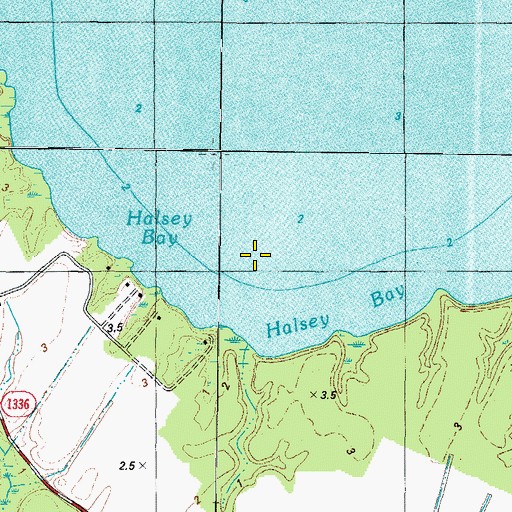 Topographic Map of Halsey Bay, NC