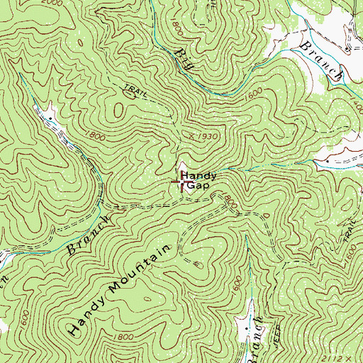 Topographic Map of Handy Gap, NC