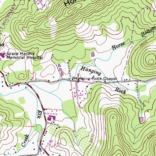 Topographic Map of Hanging Rock Chapel, NC