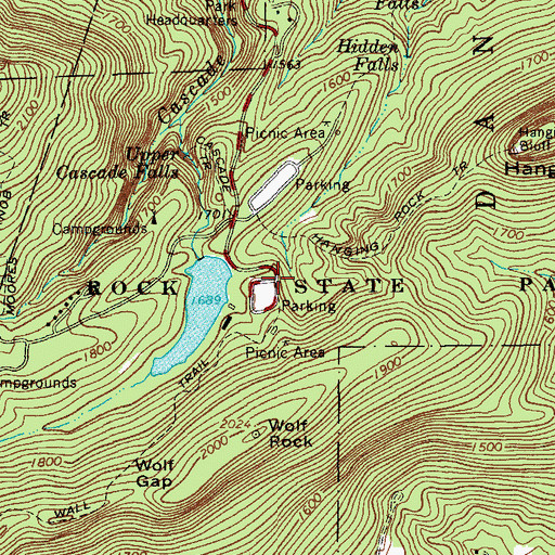 Topographic Map of Hanging Rock State Park, NC