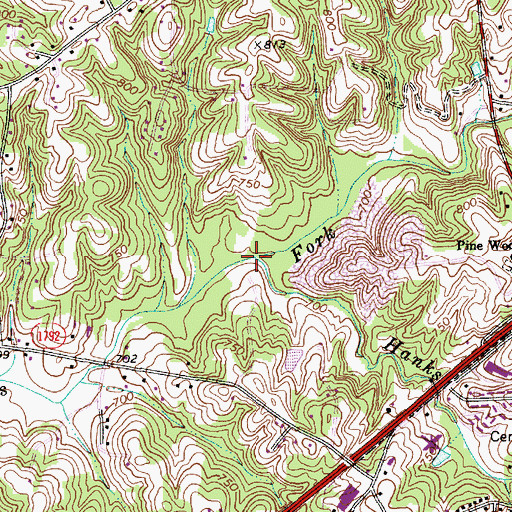 Topographic Map of Hanks Branch, NC