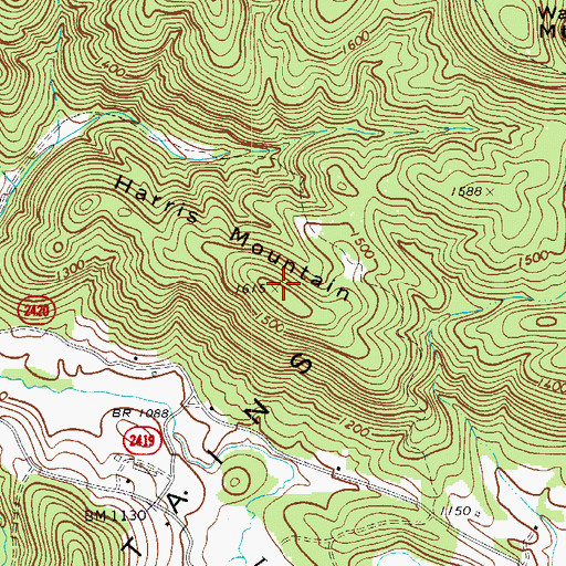 Topographic Map of Harris Mountain, NC