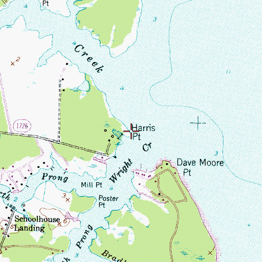 Topographic Map of Harris Point, NC