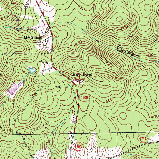 Topographic Map of Haw River Church, NC