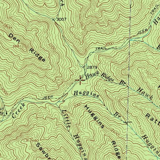Topographic Map of Hawk Ridge Branch, NC
