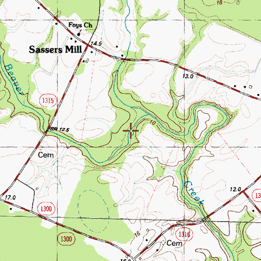 Topographic Map of Heath Mill Run, NC