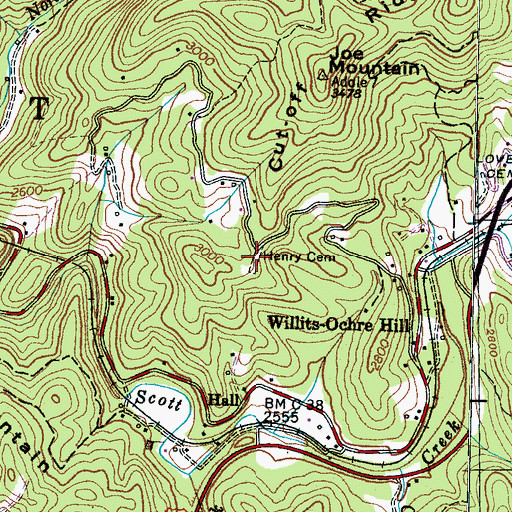 Topographic Map of Henry Cemetery, NC