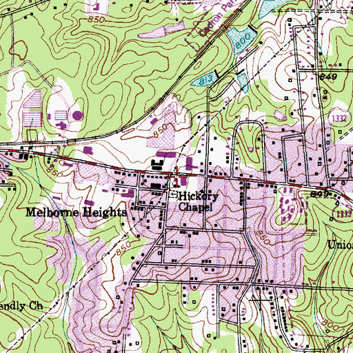 Topographic Map of Hickory Chapel, NC