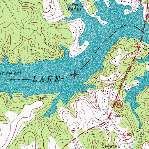 Topographic Map of Lake Hickory, NC