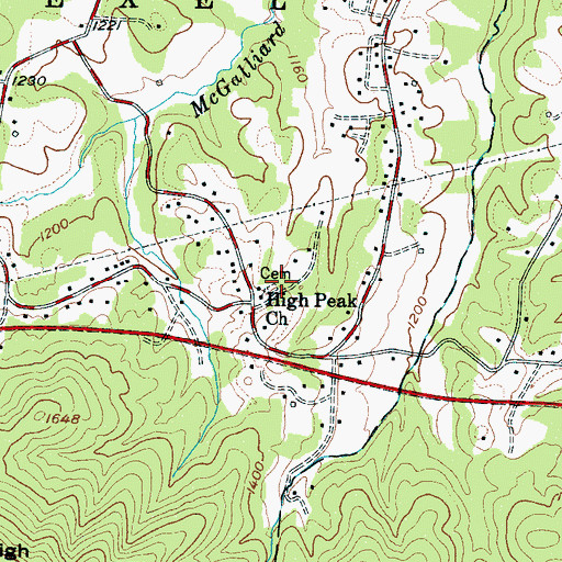 Topographic Map of High Peak Church, NC