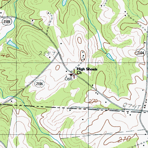 Topographic Map of High Shoals Church, NC