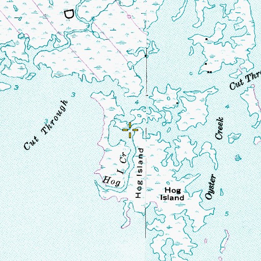 Topographic Map of Hog Island Creek, NC