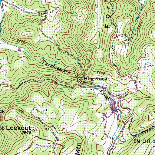 Topographic Map of Hog Rock, NC