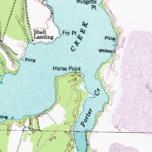 Topographic Map of Horse Point, NC