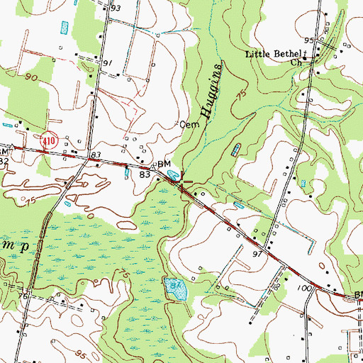 Topographic Map of Huggins Creek, NC