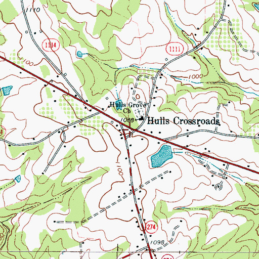 Topographic Map of Hulls Crossroads, NC