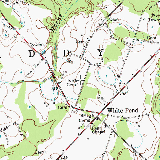 Topographic Map of Hunt Cemetery, NC