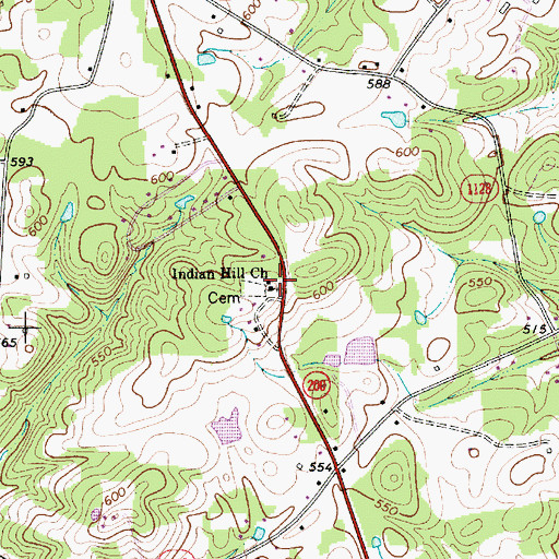 Topographic Map of Indian Hill Church, NC