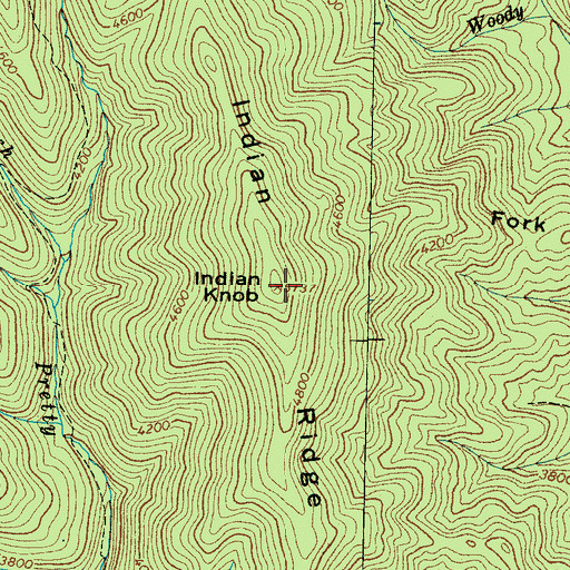 Topographic Map of Indian Ridge, NC
