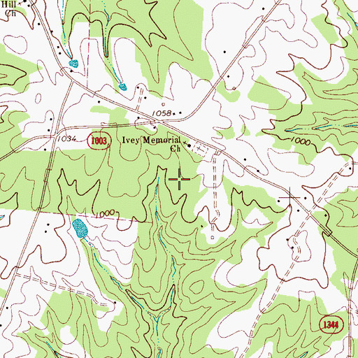 Topographic Map of Ivey Memorial Church, NC