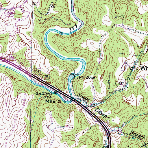 Topographic Map of Ivy Dam, NC