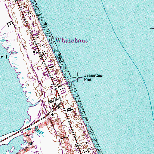 Topographic Map of Jeanettes Pier, NC