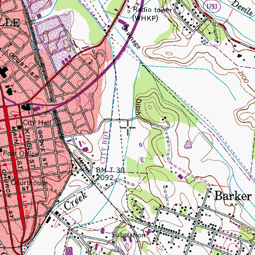 Topographic Map of Johnson Ditch, NC