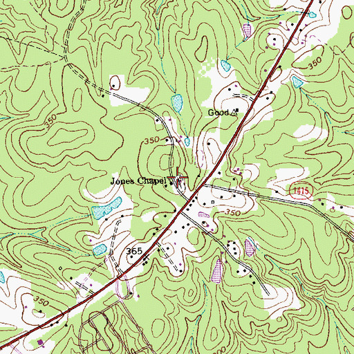 Topographic Map of Jones Chapel, NC