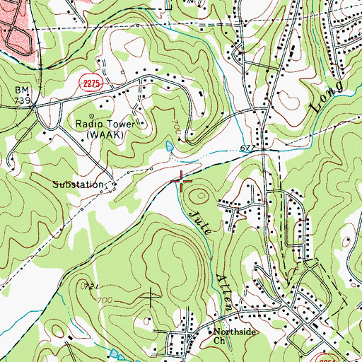 Topographic Map of Jule Allen Branch, NC