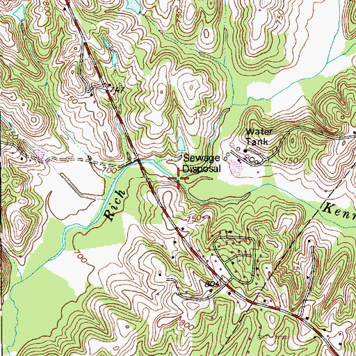 Topographic Map of Kennedy Mill Creek, NC