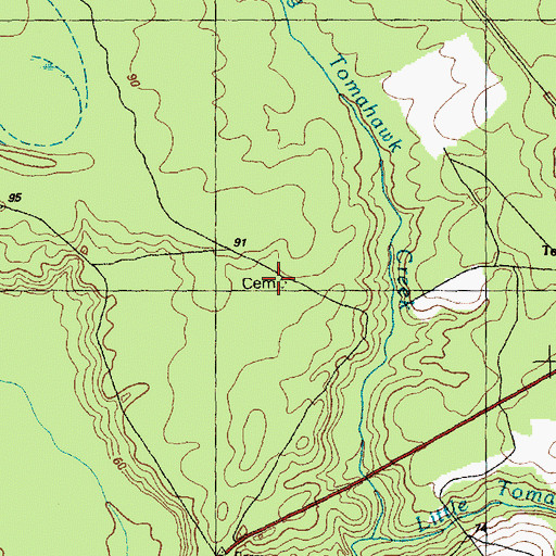 Topographic Map of Kerr Cemetery, NC